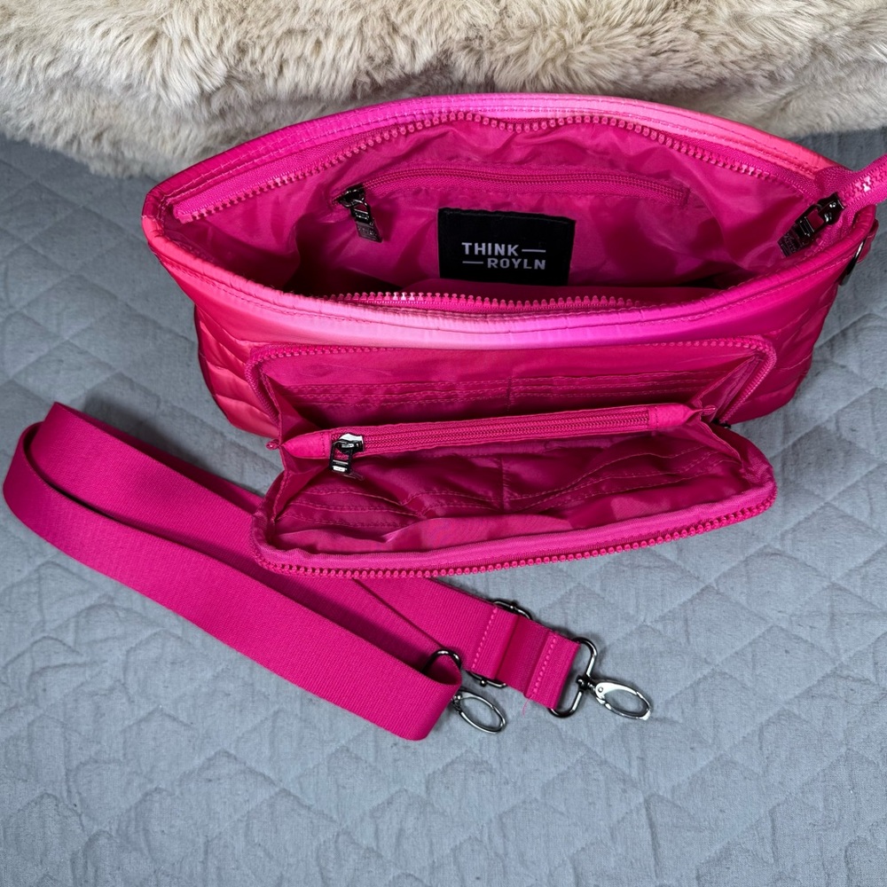 THINK ROYLN Pink Quilted Crossbody Bag Excellent Condition